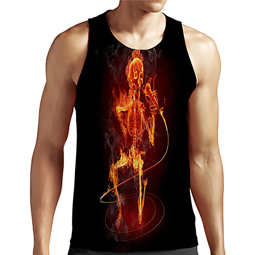 

Men's Unisex Tank Top Undershirt 3D Print Graphic Prints Skull Plus Size Print Sleeveless Casual Tops Basic Designer Big and Tall Black