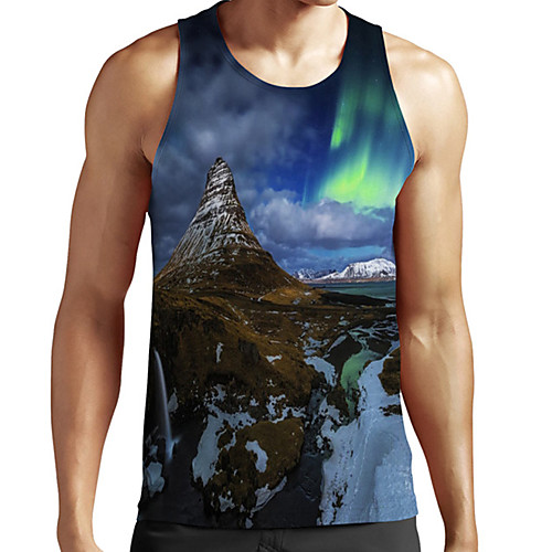 

Men's Unisex Tank Top Undershirt 3D Print Scenery Graphic Prints Plus Size Print Sleeveless Casual Tops Basic Fashion Designer Breathable Blue