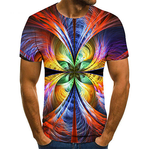 

Men's Unisex Tee T shirt 3D Print Geometric Graphic Prints Plus Size Print Short Sleeve Casual Tops Basic Fashion Designer Big and Tall Rainbow