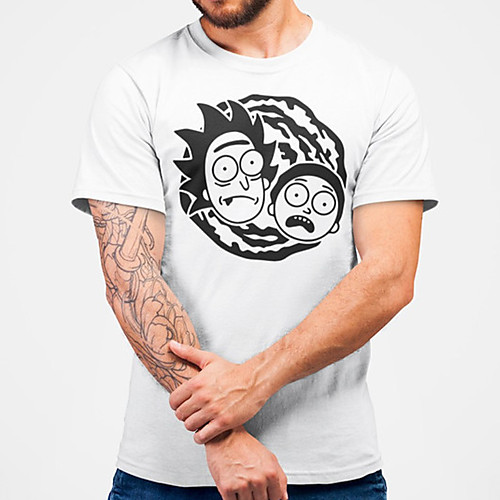 

Men's Unisex Tee T shirt Hot Stamping Cartoon Graphic Prints Plus Size Print Short Sleeve Casual Tops Cotton Basic Fashion Designer Big and Tall White