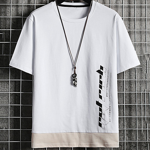 

Men's Unisex Tee T shirt Hot Stamping Graphic Prints Letter Plus Size Print Short Sleeve Casual Tops Cotton Basic Fashion Designer Big and Tall White Black Khaki