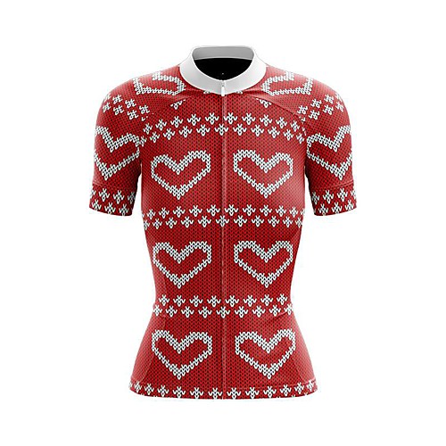 

21Grams Women's Short Sleeve Cycling Jersey Summer Spandex Polyester Red Heart Bike Jersey Top Mountain Bike MTB Road Bike Cycling Quick Dry Moisture Wicking Breathable Sports Clothing Apparel
