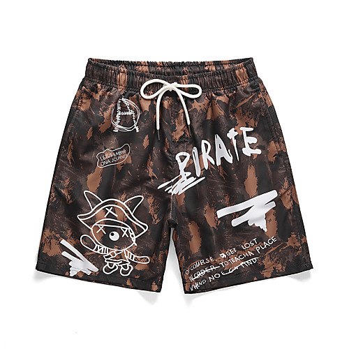 

Men's Casual Chino Quick Dry Breathable Daily Leisure Sports Chinos Shorts Pants Cartoon Short Sporty Print Brown