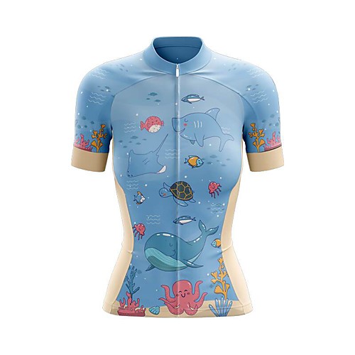

21Grams Women's Short Sleeve Cycling Jersey Summer Spandex Polyester Blue Hawaii Bike Jersey Top Mountain Bike MTB Road Bike Cycling Quick Dry Moisture Wicking Breathable Sports Clothing Apparel