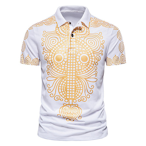 

Men's Golf Shirt Tennis Shirt Graphic Short Sleeve Casual Tops Ethnic Style Fashion White Black Navy Blue / Club
