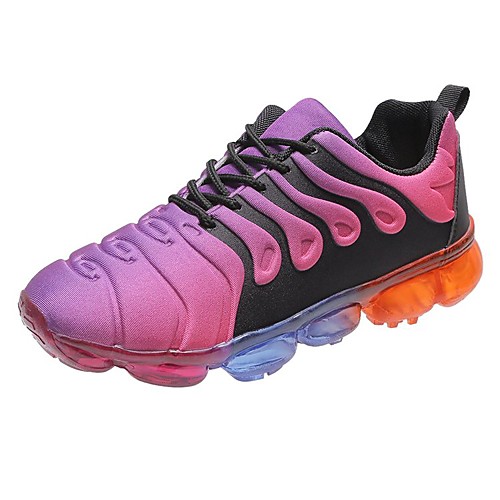 

Women's Trainers Athletic Shoes Fantasy Shoes Flat Heel Round Toe Running Shoes PU Color Block Fuchsia Blue Rainbow