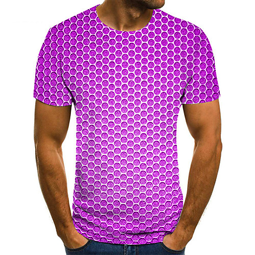 

Men's Unisex Tee T shirt 3D Print Graphic Prints Geometry Plus Size Print Short Sleeve Casual Tops Basic Fashion Designer Big and Tall Blushing Pink