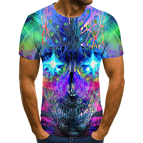 

Men's Unisex Tee T shirt Shirt 3D Print Graphic Prints Human face Plus Size Print Short Sleeve Casual Tops Basic Fashion Designer Big and Tall Round Neck Rainbow