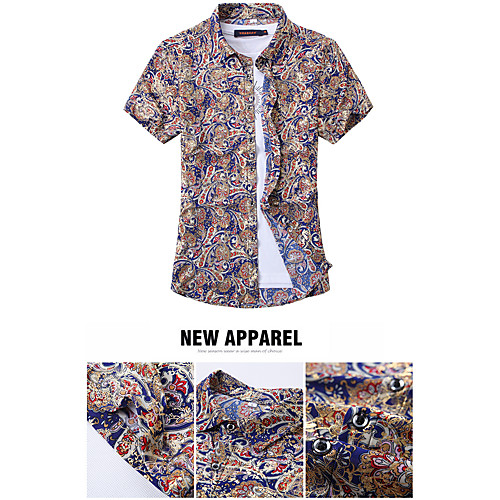 

Men's Shirt Other Prints Graphic Short Sleeve Casual Tops Fashion Navy Blue