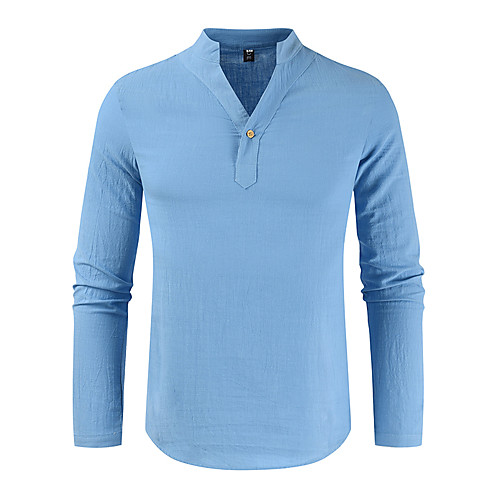 

Men's Shirt non-printing Solid Color collared shirts Long Sleeve Daily Tops Casual Fashion Chinoiserie Army Green Gray Khaki