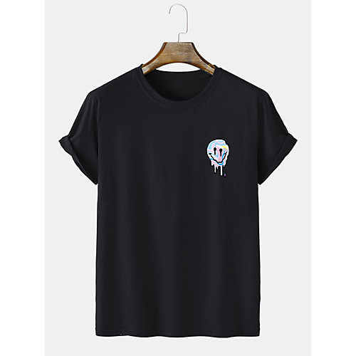 

Men's Unisex Tee T shirt Hot Stamping Graphic Prints Smiley Face Plus Size Short Sleeve Casual Tops Cotton Basic Fashion Designer Comfortable White Black Beige