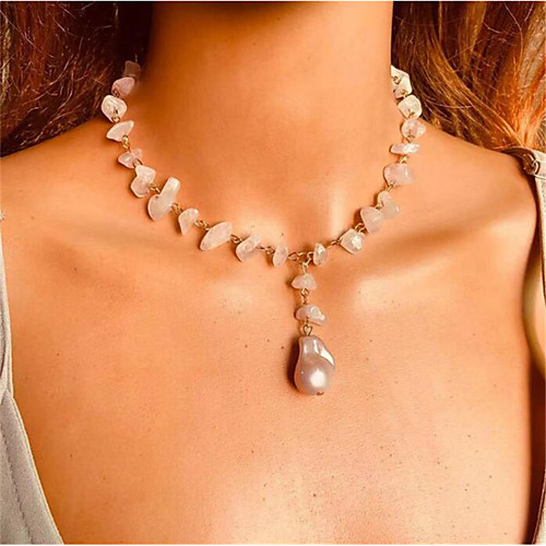 

Women's Synthetic Amethyst Pendant Necklace Classic Flower Alloy Blushing Pink White 307 cm Necklace Jewelry 1pc For Anniversary Party Evening Birthday Party Festival