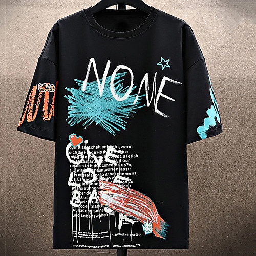 

Men's Unisex Tee T shirt Hot Stamping Graphic Prints Letter Plus Size Print Short Sleeve Casual Tops Cotton Basic Fashion Designer Big and Tall White Black