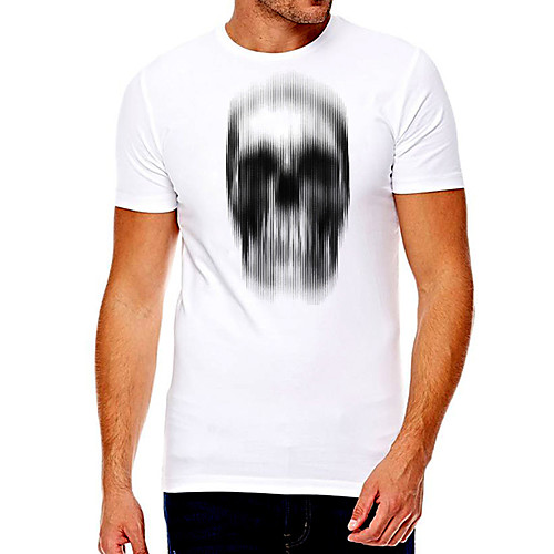 

Men's Unisex Tee T shirt Hot Stamping Graphic Prints Skull Plus Size Print Short Sleeve Casual Tops Cotton Basic Fashion Designer Big and Tall White