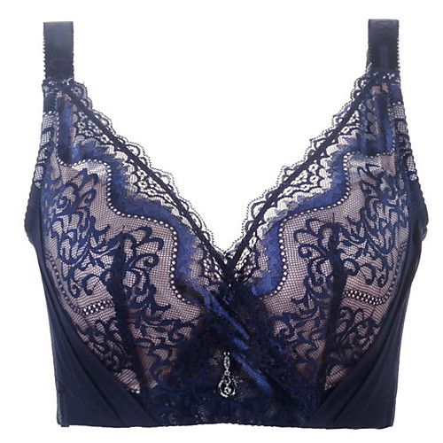 

Women's Bras & Bralettes Push-up Full Coverage Lace Solid Color Sexy Army Green