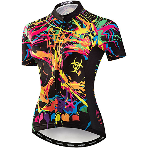 

21Grams Women's Short Sleeve Cycling Jersey Summer Spandex Polyester Yellow Rainbow Graffiti Bike Jersey Top Mountain Bike MTB Road Bike Cycling Quick Dry Moisture Wicking Breathable Sports Clothing
