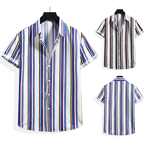 

Men's Shirt Other Prints Graphic Prints Print Short Sleeve Casual Tops Boho Black Blue
