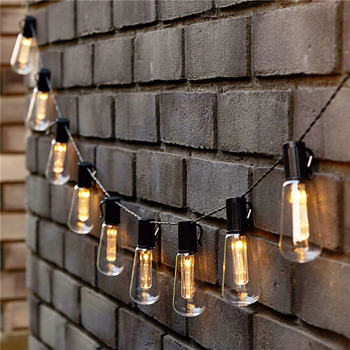 

Outdoor LED Solar String ST64 Bulb Lights IP65 Waterproof For Yard Garland Decoration Lighting Patio Lawn Lamp Holiday Lighting Warm White Colorful