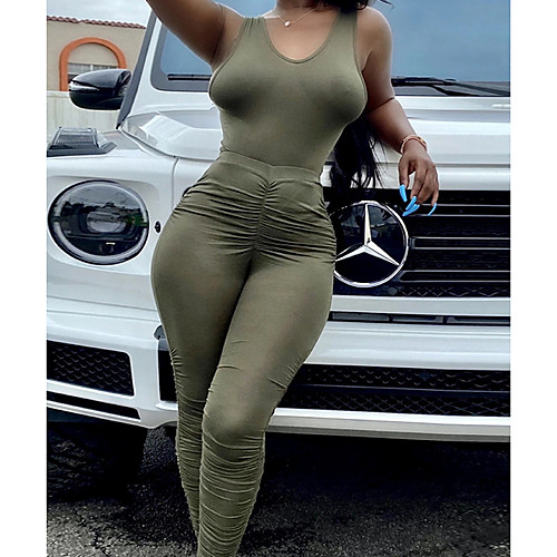 

Women's Ordinary Off Shoulder Red Green Gray Jumpsuit Solid Colored