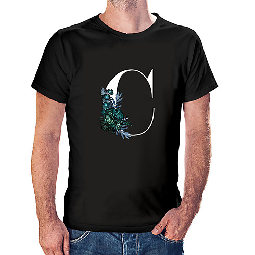 

Men's Unisex Tee T shirt Hot Stamping Floral Graphic Prints Letter Plus Size Print Short Sleeve Casual Tops Cotton Basic Fashion Designer Big and Tall White Black Wine