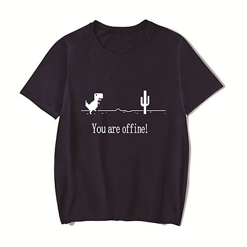 

Men's Unisex Tee T shirt Hot Stamping Anime Graphic Prints Plus Size You are off line Print Short Sleeve Casual Tops Cotton Basic Designer Big and Tall White Black Red