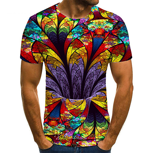 

Men's Unisex Tee T shirt 3D Print Floral Graphic Prints Plus Size Print Short Sleeve Casual Tops Basic Fashion Designer Big and Tall Rainbow