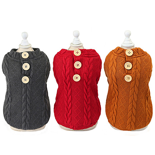 

Dog Cat Sweater Solid Colored Adorable Cute Dailywear Casual / Daily Winter Dog Clothes Puppy Clothes Dog Outfits Warm Red Brown Gray Costume for Girl and Boy Dog Padded Fabric S M L XL XXL