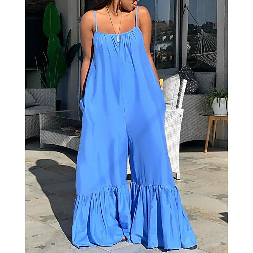 

Women's Casual / Daily 2021 Light Blue Pink purple Purple Rowan Jumpsuit Solid Color