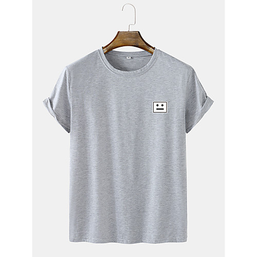 

Men's Unisex Tee T shirt Hot Stamping Graphic Prints Emoji Face Plus Size Short Sleeve Casual Tops Cotton Basic Fashion Designer Comfortable Black Green Beige