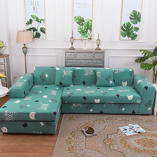 

Print Dustproof Stretch Slipcovers Stretch Sofa Cover Super Soft Fabric Couch Cover Fit For 1 to 4 Cushion Couch And L Shape Sofa (You will Get 1 Throw Pillow Case as free Gift)