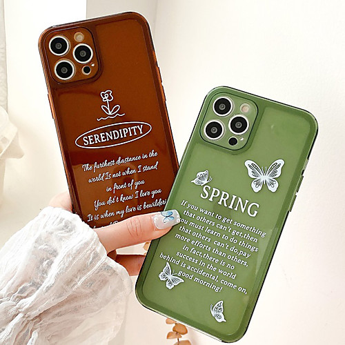 

Phone Case For Apple Back Cover iPhone 12 Pro Max 11 SE 2020 X XR XS Max 8 7 Shockproof Dustproof Translucent Word / Phrase Butterfly TPU