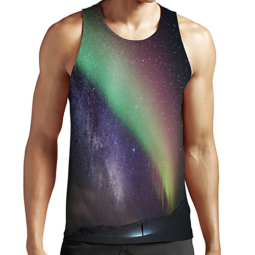 

Men's Unisex Tank Top Undershirt 3D Print Scenery Graphic Prints Plus Size Print Sleeveless Casual Tops Basic Fashion Designer Breathable Light Purple