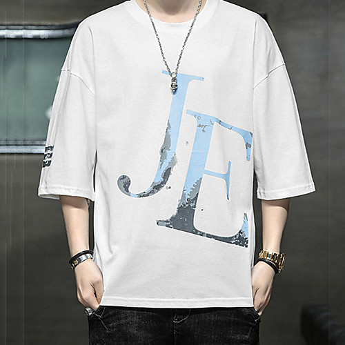 

Men's Unisex Tee T shirt Hot Stamping Graphic Prints Letter Plus Size Print Short Sleeve Casual Tops Cotton Basic Fashion Designer Big and Tall White Black