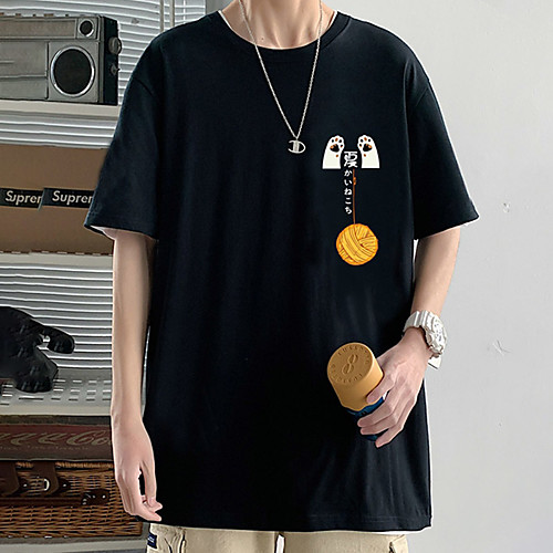 

Men's Unisex Tee T shirt Hot Stamping Cartoon Graphic Prints Plus Size Print Short Sleeve Casual Tops Cotton Basic Fashion Designer Big and Tall White Black Khaki