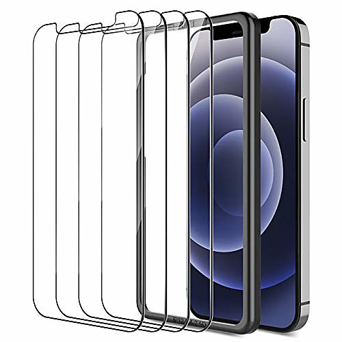 

lk 4 pieces protective film compatible with iphone 12 mini, 5.4 inch, iphone12 mini protective film, 9h hardness, hd clear screen protector, scratch, bubble free, easy assembly