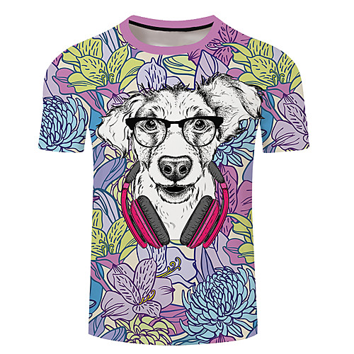 

Men's Unisex Tee T shirt 3D Print Dog Graphic Prints Plus Size 3D Print Short Sleeve Casual Tops Basic Designer Big and Tall White Red Yellow