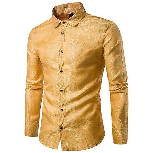 

Men's Shirt Solid Colored Button-Down Long Sleeve Casual Tops Cotton Casual Fashion Breathable Comfortable Black Yellow Wine