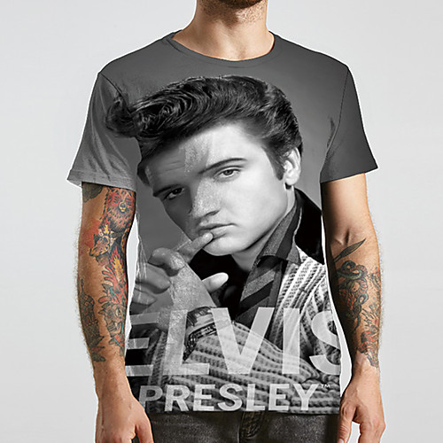 

Men's Unisex Tee T shirt 3D Print Graphic Prints Human Plus Size Print Short Sleeve Casual Tops Basic Designer Big and Tall Gray