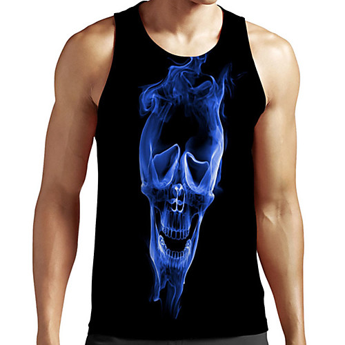 

Men's Unisex Tank Top Undershirt 3D Print Graphic Prints Skull Plus Size Print Sleeveless Casual Tops Basic Designer Big and Tall Black
