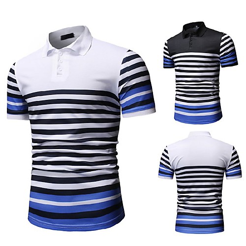 

Men's Golf Shirt Tennis Shirt Other Prints Color Block Short Sleeve Casual Tops Casual White Black / Summer