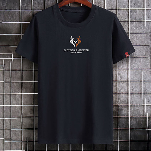 

Men's Unisex Tee T shirt Hot Stamping Graphic Prints Letter Plus Size Print Short Sleeve Casual Tops Cotton Basic Fashion Designer Big and Tall White Black Dark Gray