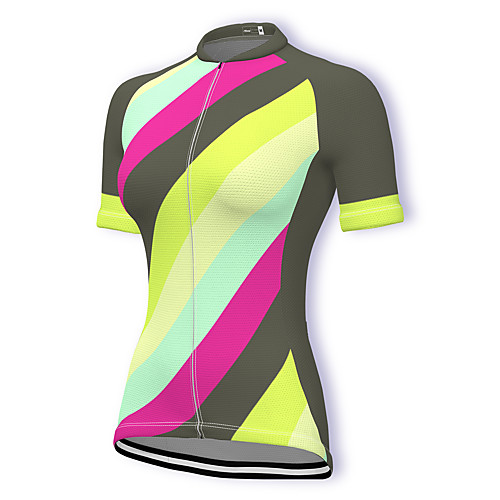 

21Grams Women's Short Sleeve Cycling Jersey Summer Spandex Polyester Yellow Rainbow Bike Jersey Top Mountain Bike MTB Road Bike Cycling Quick Dry Moisture Wicking Breathable Sports Clothing Apparel