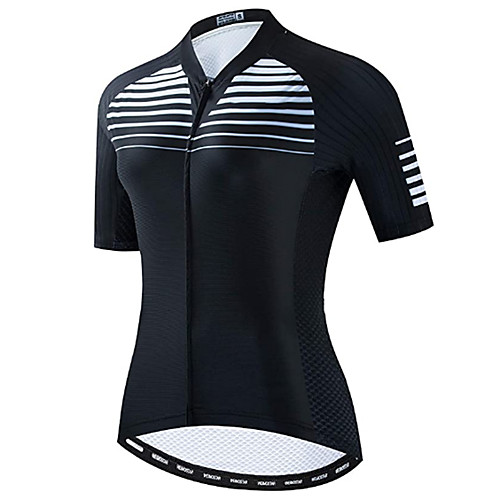 

21Grams Women's Short Sleeve Cycling Jersey Summer Spandex Polyester Black Stripes Bike Jersey Top Mountain Bike MTB Road Bike Cycling Quick Dry Moisture Wicking Breathable Sports Clothing Apparel