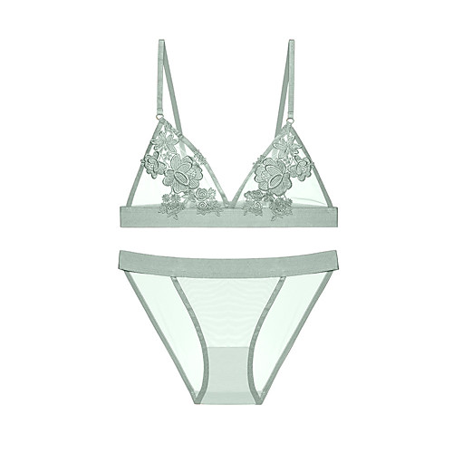 

Women's Bra & Panty Set Wireless 3/4 Cup Solid Color Sexy Blue
