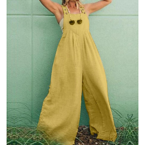 

Women's Ordinary Wide Leg Black Red Yellow Jumpsuit Solid Colored Patchwork