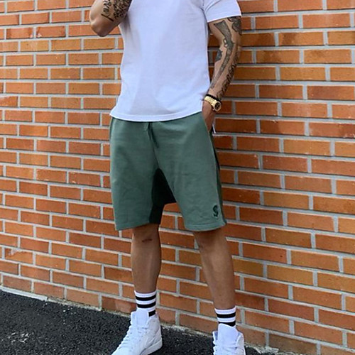 

Men's Casual / Sporty Streetwear Breathable Soft Daily Sports Chinos Shorts Bermuda shorts Pants Color Block Knee Length Drawstring Elastic Waist Green Light Grey Dark Gray / Summer