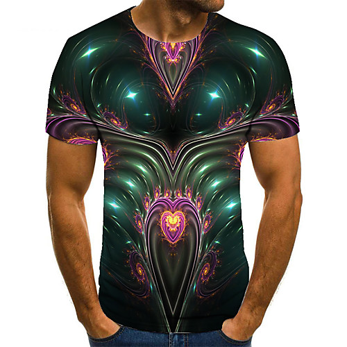 

Men's Unisex Tee T shirt 3D Print Graphic Prints Jewelry Plus Size Print Short Sleeve Casual Tops Basic Fashion Designer Big and Tall Dark Green