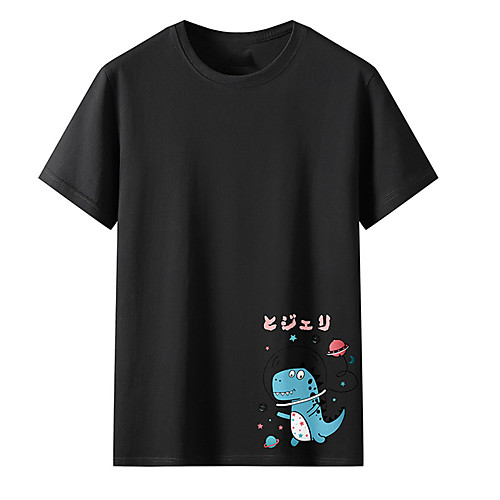 

Men's Unisex Tee T shirt Hot Stamping Graphic Prints Dinosaur Animal Plus Size Print Short Sleeve Casual Tops Cotton Basic Fashion Designer Big and Tall White Black Light gray