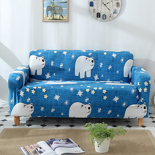

Cartoon Polar Bear Print Dustproof All-powerful Slipcovers Stretch Sofa Cover Super Soft Fabric Couch Cover with One Free Boster Case(Chair/Love Seat/3 Seats/4 Seats)