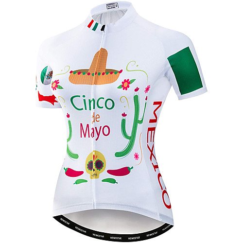 

21Grams Women's Short Sleeve Cycling Jersey Summer Spandex Polyester White Sugar Skull Skull Floral Botanical Bike Jersey Top Mountain Bike MTB Road Bike Cycling Quick Dry Moisture Wicking Breathable